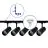Bright Choice Complete Set 1-Fase Rail L 1 x 2 Meter Zwart | incl. 5x Spot + GU10 2700K 3W Dimbaar + Eindkap, Voedingsconnector en L -Verbindingsstuk
